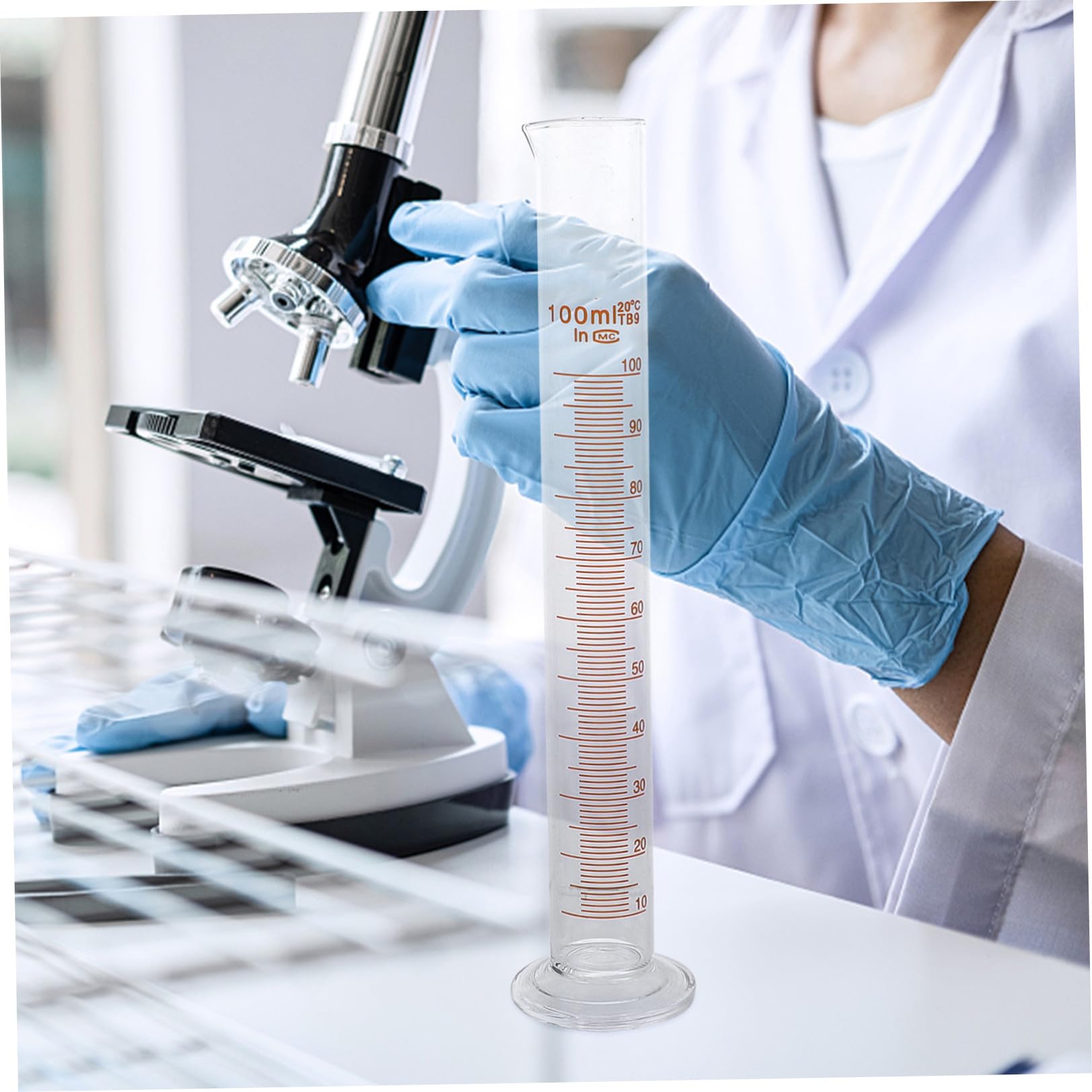 Set di Vetro per Laboratorio 9 Pezzi, Include Cilindro Dosatore e Flacone Dosatore in Vetro Resistente, per Misurare Liquidi in Esperimenti Scientifici