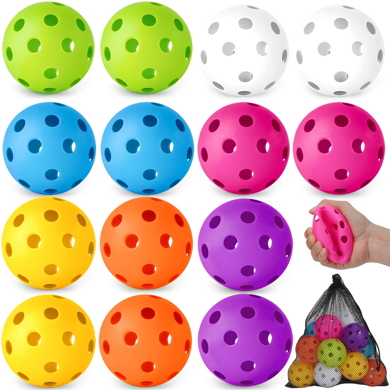 Coopay 14/48 Pack Practice Baseball Softball, Plastic Training Balls Lightweight Hollow Limited Flight Softballs for Hitting, Pitching, Batting Training Indoor Outdoor Use