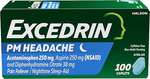 Excedrin PM Sleep Aid con cápsulas para aliviar el dolor de cabeza para dolores de cabeza nocturnos e insomnio 100 unidades disponible en Yaxa Colombia