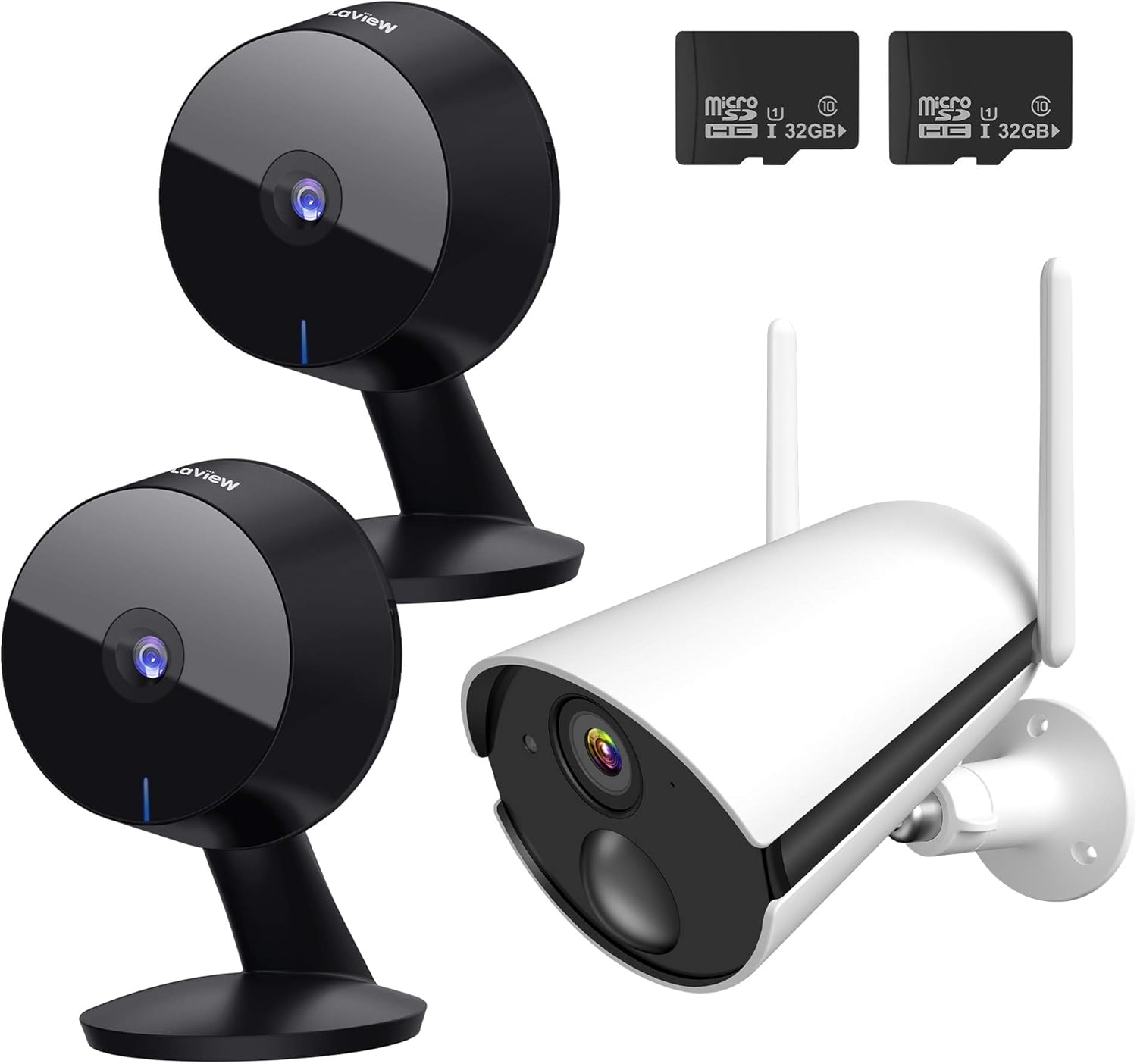 LaView Home Security Camera HD 1080P(2 Pack) AI Human Detection,Include 2 SD Cards