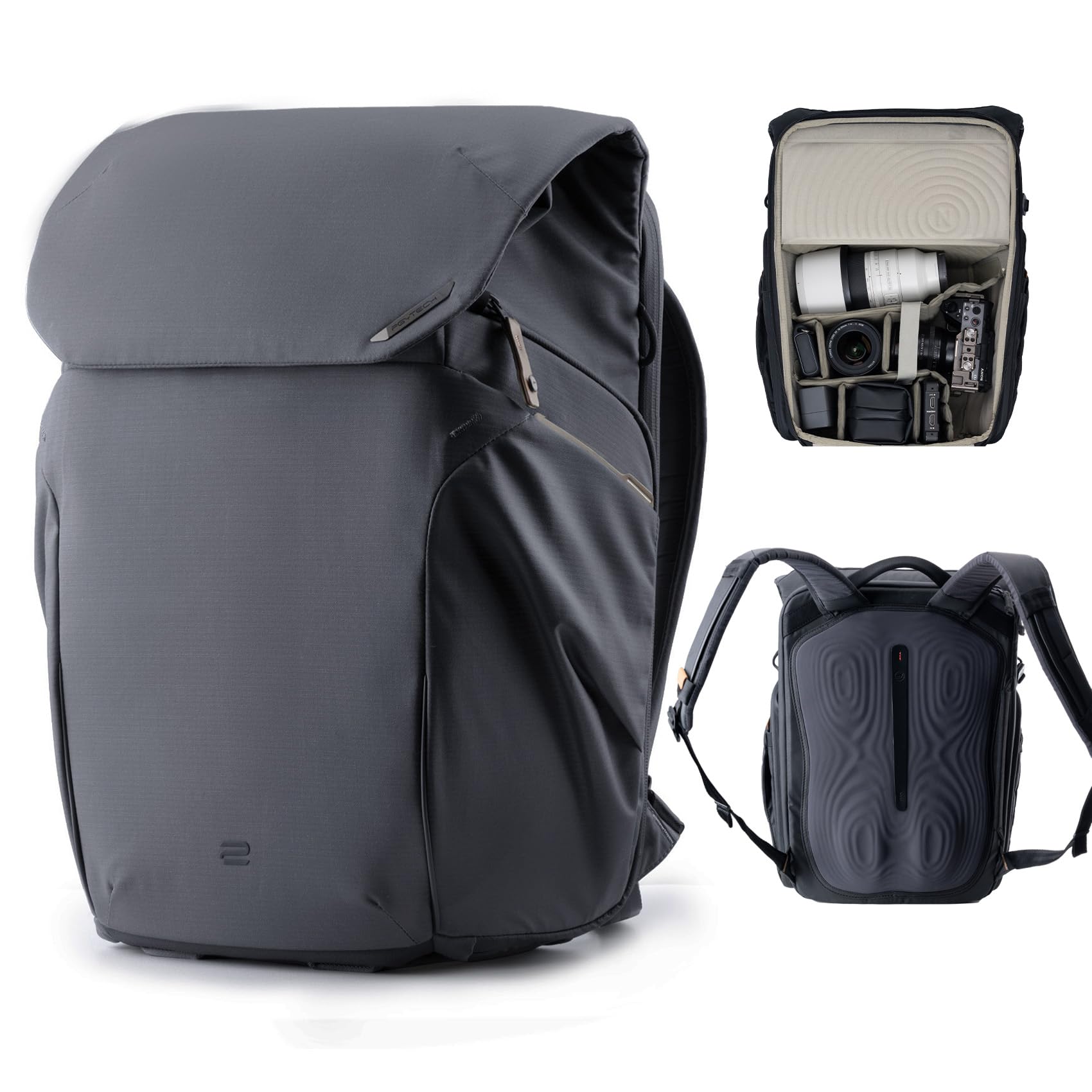 Pgytech Unisex Black Onego 2 Camera Backpack 25L With Laptop Ipad Compartment, Water-Resistant Camera Bag For Urban & Travel Photography Compatible With Sony/Canon/Nikon/Dslr/Slr Mirrorless Cameras, Matte