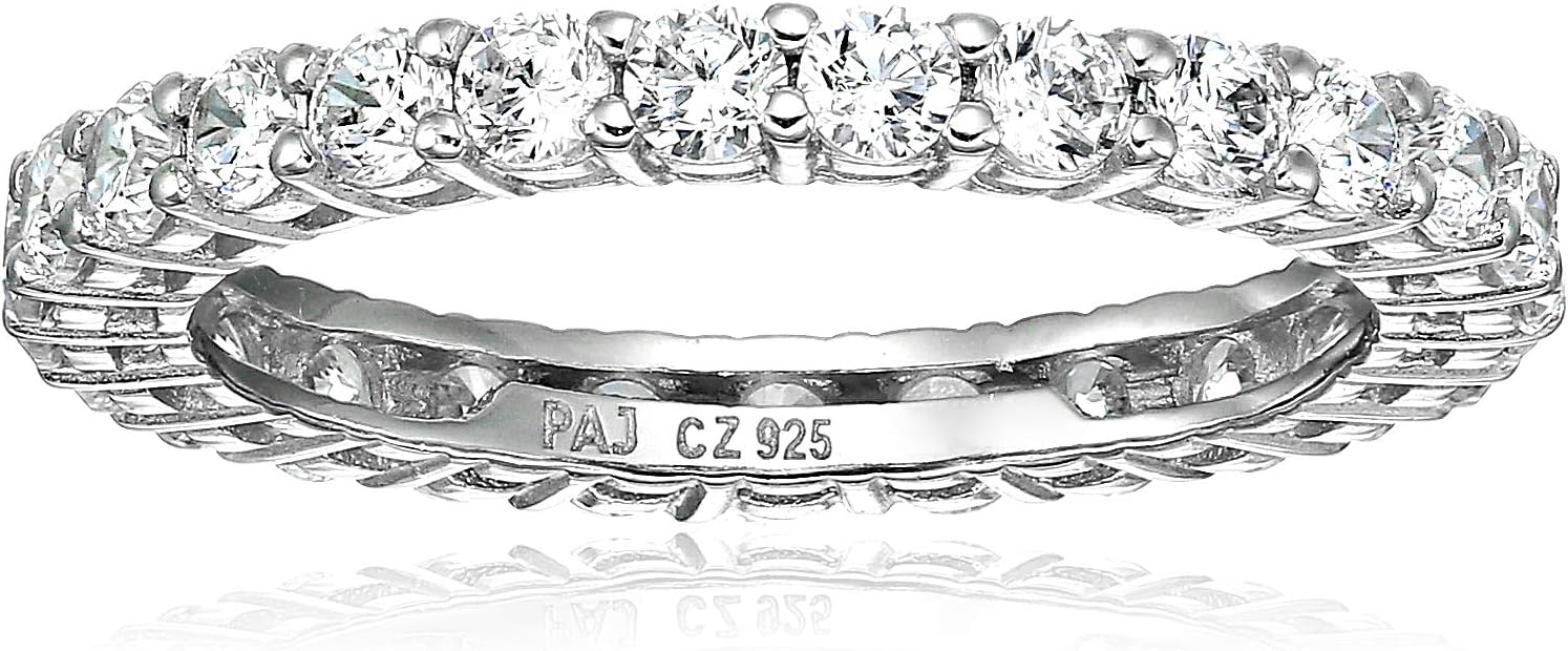 Eternity Band Cubic Zirconia Demi Fine Stacking Ring in Sterling Silver