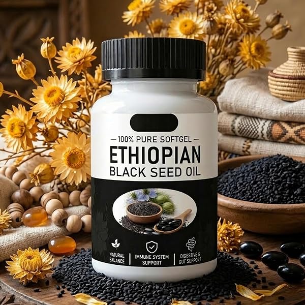 Ethiopian Black Seed Oil,Ethiopian Black Seed Oil,Non-GMO,Gluten-Free,60 Capsules (1 bottle) - 1