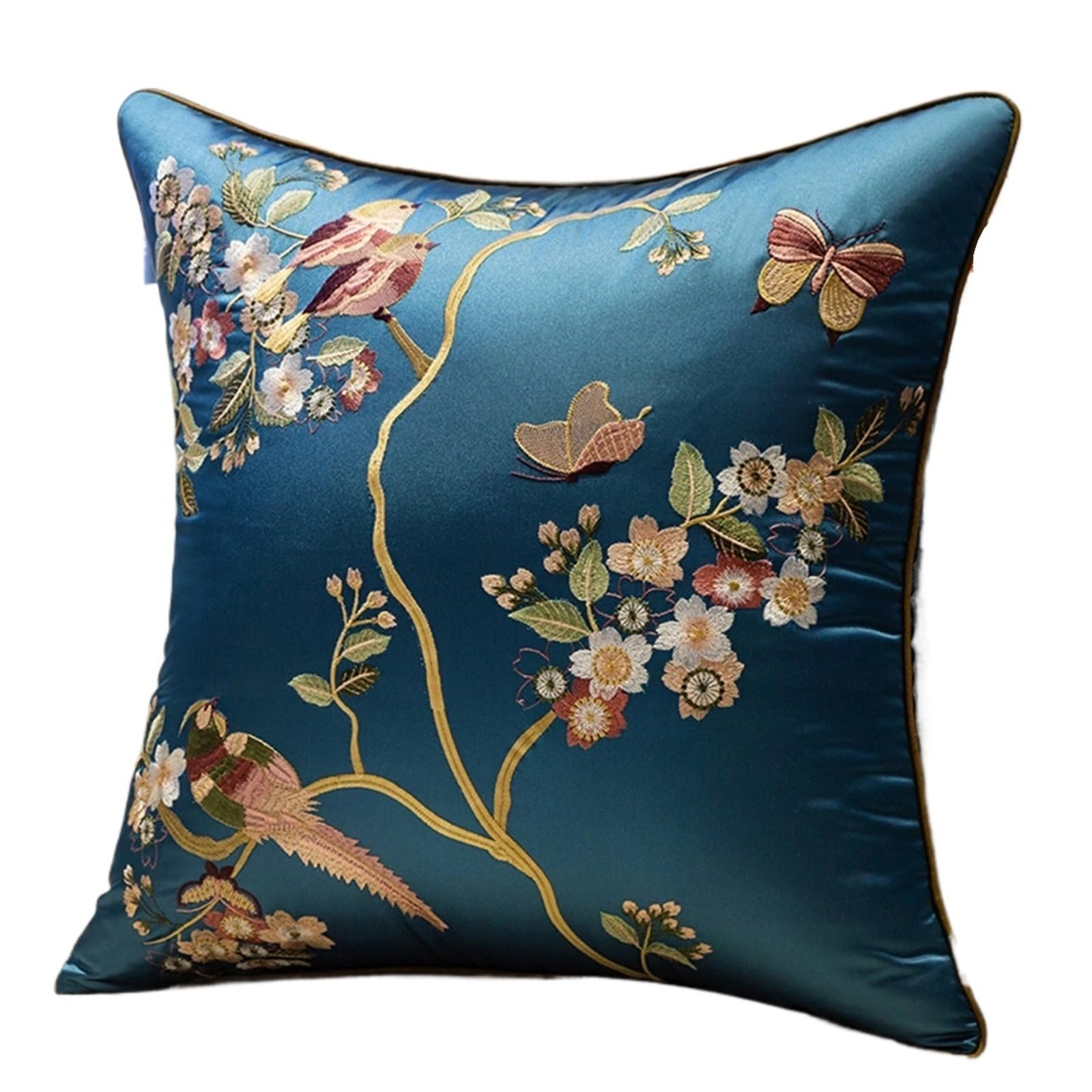 SNDISNV Embroidered Flower Bird Pillowcase For Bedroom