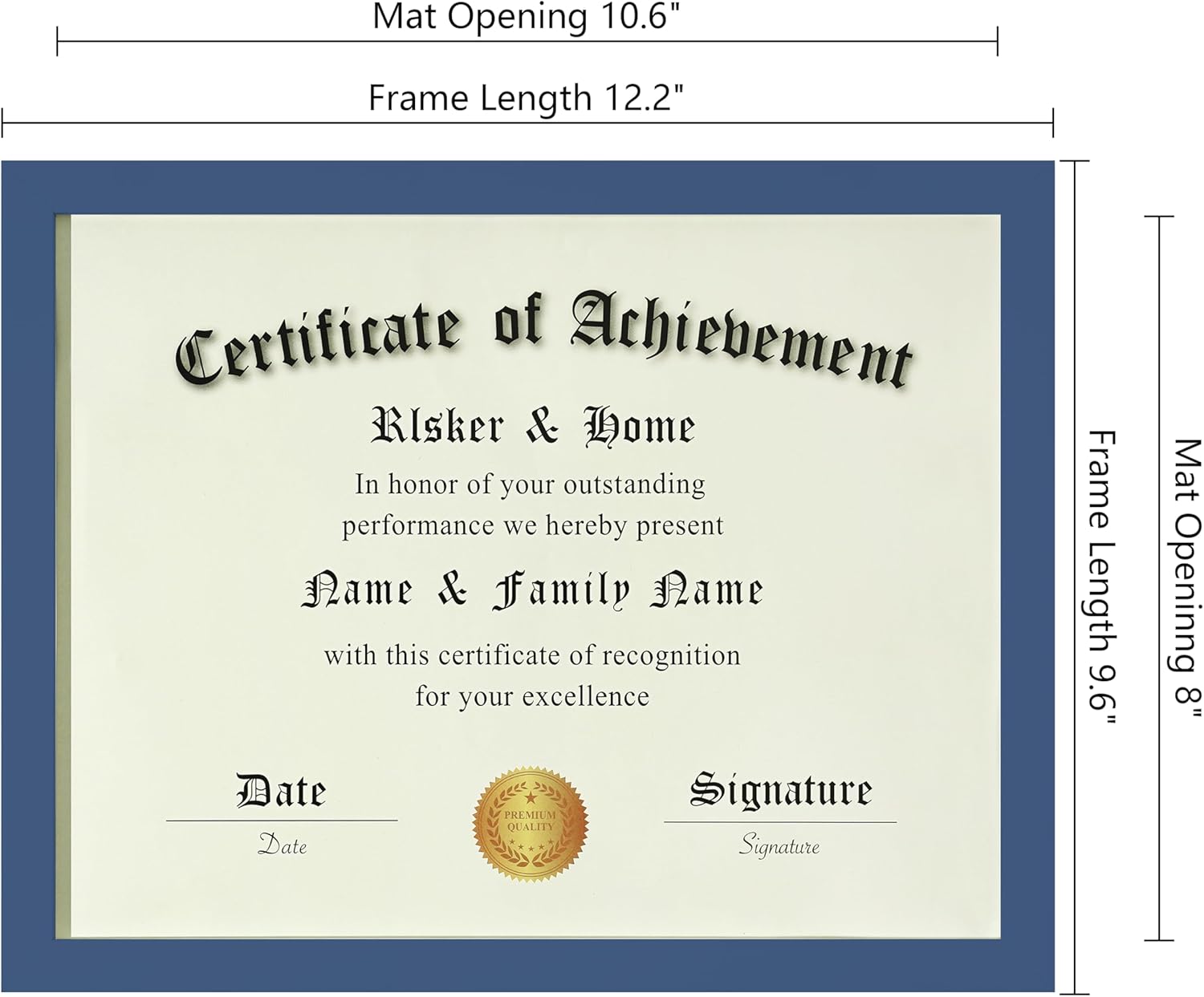 ELSKER&HOME 8.5x11 Picture Frame-Certificate Document Frame 6Pack,Blue Award frame with Semi-Tempered Glass for Kids,Display Tabletop or Wall Mount,Home or Office.