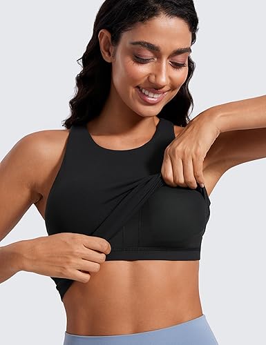 Miniatura 5 de CRZ YOGA Butterluxe Camisetas sin Mangas de Cuello Alto para Mujeres - Espalda Cruzada Entrenamiento Acolchada Yoga Atlética Camisola con Sujetador