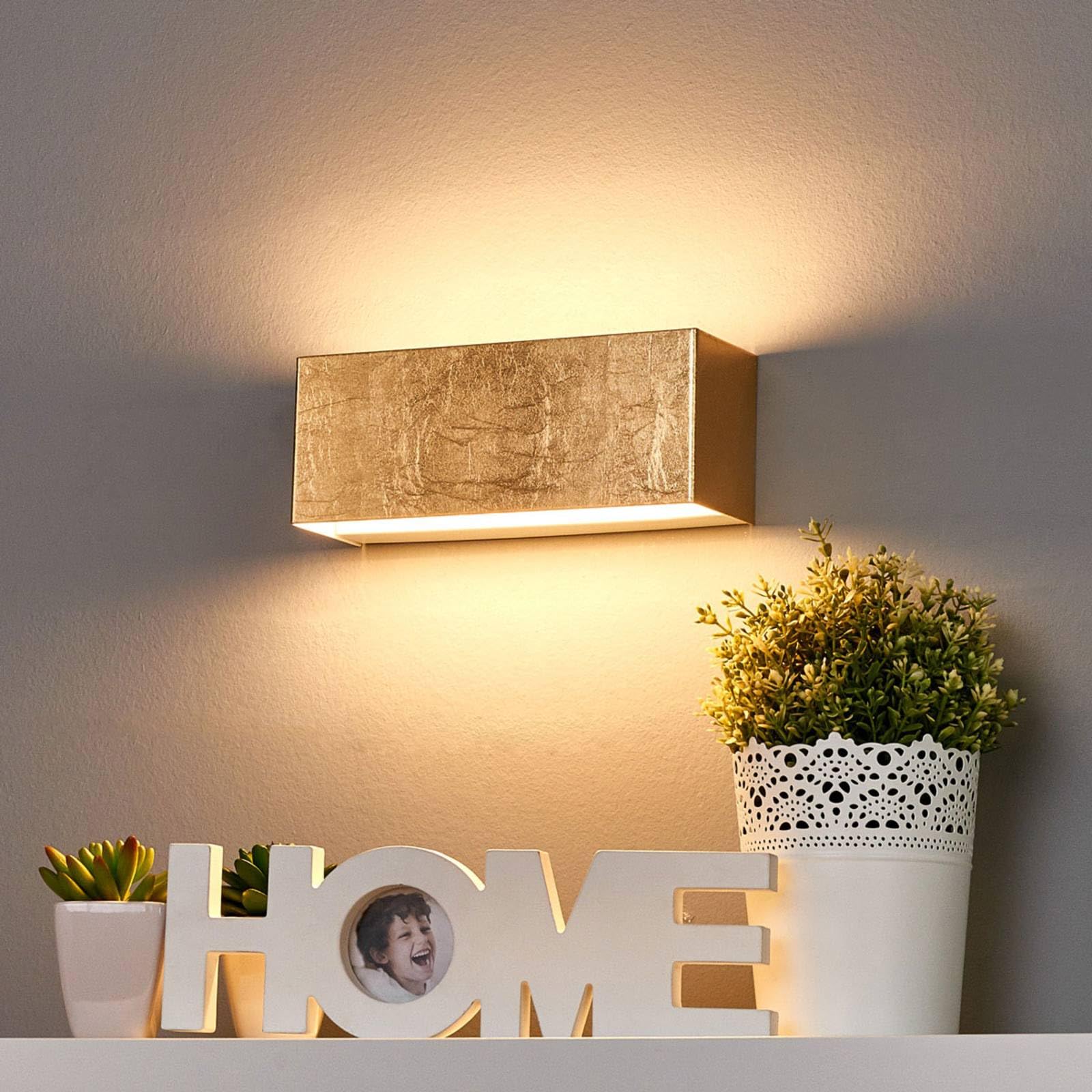 Lindby Bombillas LED aplique de pared interior en oro, lámpara | iluminación de pared, moderno, 3000 k blanco cálido para pasillo, sala de estar, salón, dormitorio, comedor