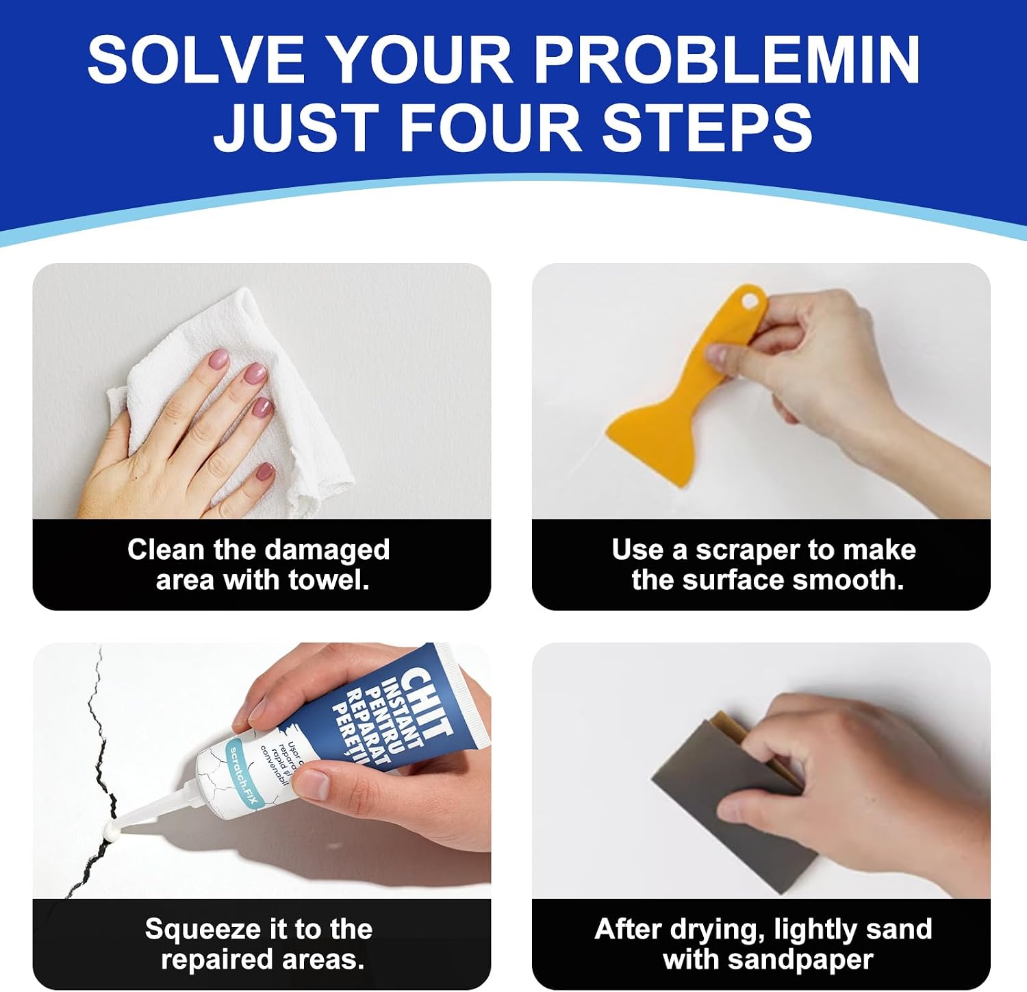 Drywall Repair Kit, Fivewan Wall Mending Agent, Wall Repair Paste, Wall Patch Repair Kit with Scraper, Simple Filling of Wall Holes＆Efficient Crack Repair