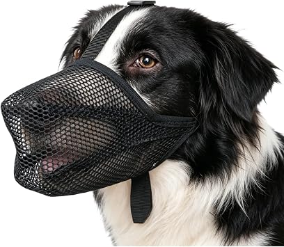Dog Muzzle for Large Dog, Soft Mesh Muzzle, Breathable Comfortable & Secure Design Muzzles Fit for Dog Training Walking Vet Visits Prevents Biting Barking Scavenging Unwanted Chewing Black