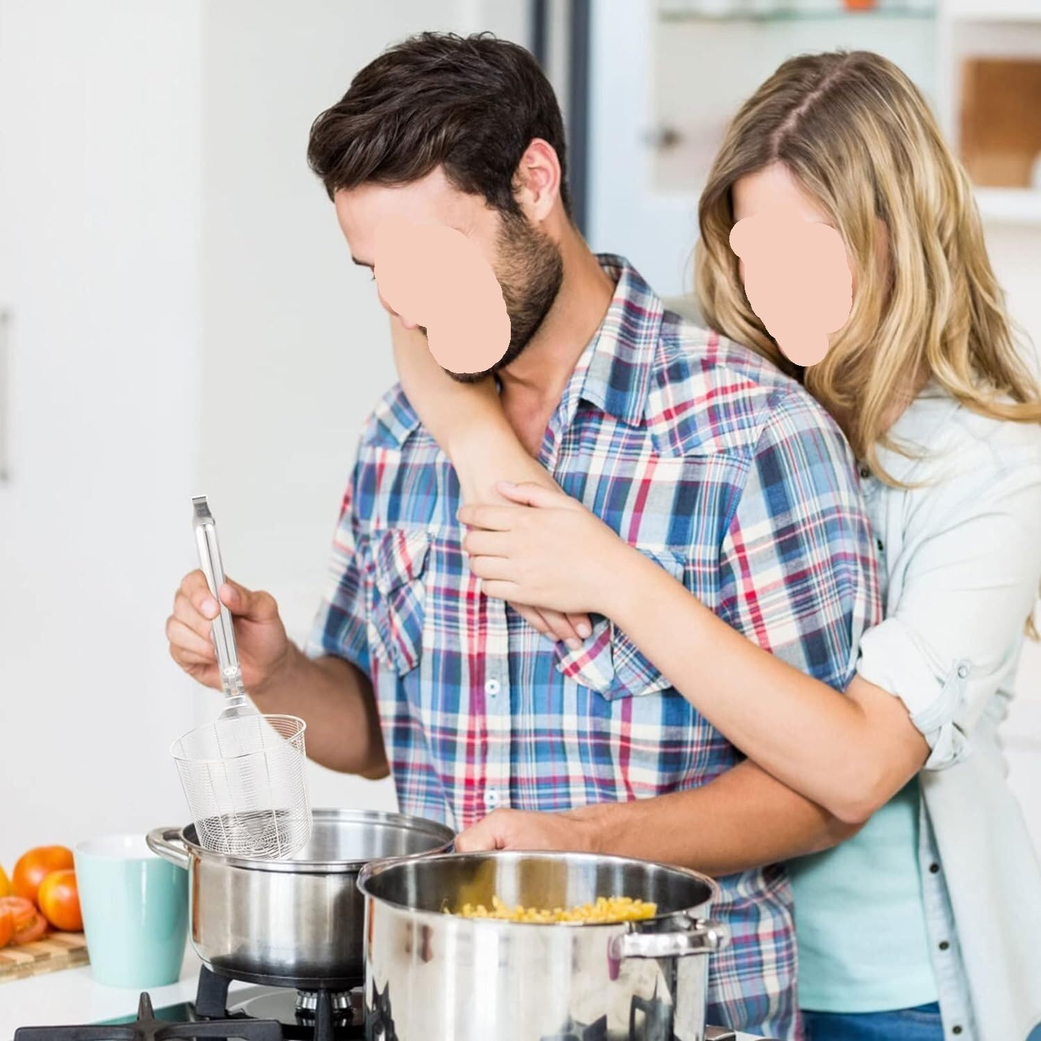 Sieb aus Edelstahl, 2 Stück, Nudelsieb aus Edelstahl, Siebkorb aus Netzgewebe mit Griff, feinmaschiges Nudelsieb, Hitzesieb, Körbe for Küchenutensilien