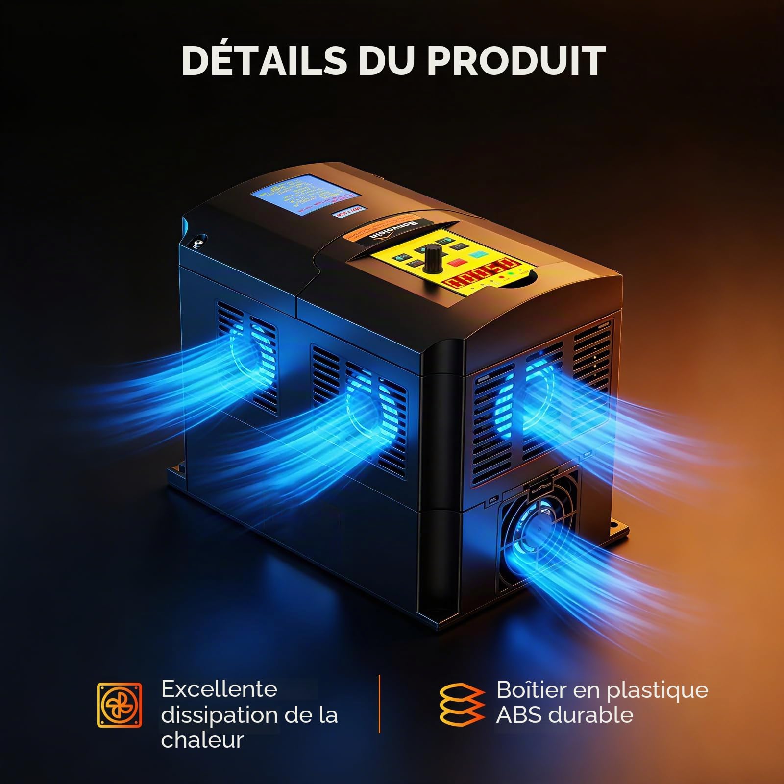 Bonvoisin Variateur De Fréquence VFD, 380v 7.5kw, Entrée Triphasée | 10 HP, Régulateur De Vitesse, Pour Moteur De Broche CNC Et Moteurs Industriels, Câble De Commande De 100 Cm Inclus