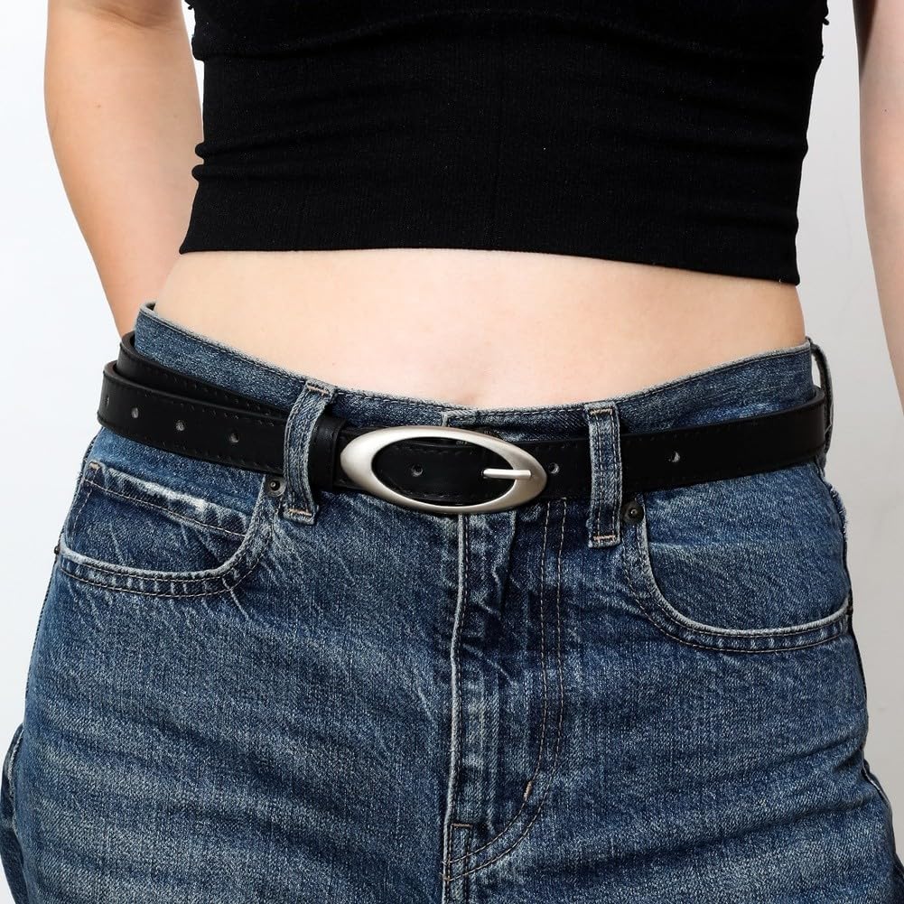 para cinturón Unisex PU Hebilla Aleación Fino Negro para cinturón