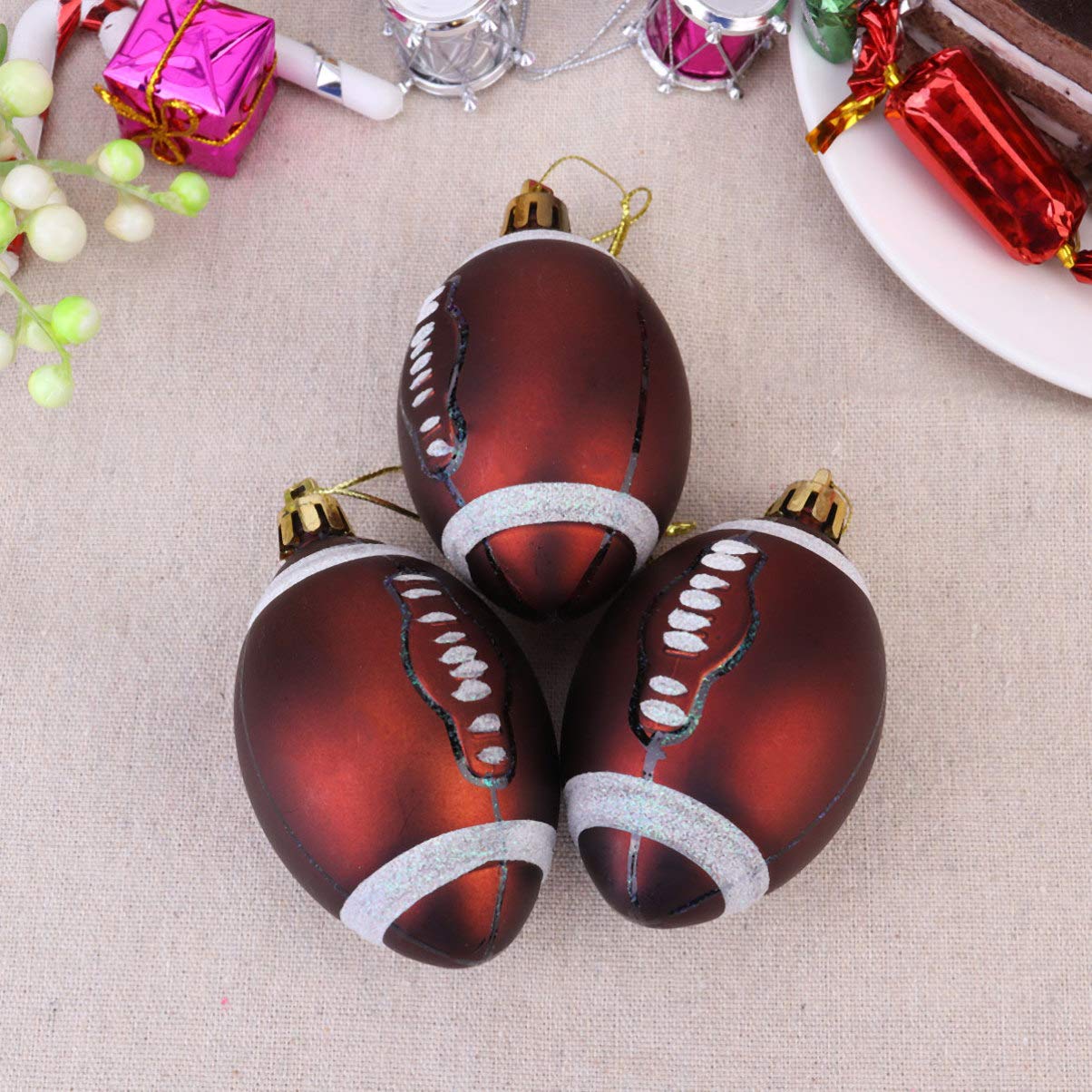 Alipis 6stücke Weihnachtskugeln Kunststoff Kugeln zum Aufhängen Rugby Form für Christbaumkugeln Weihnachtsbaumdeko und Partydekoration