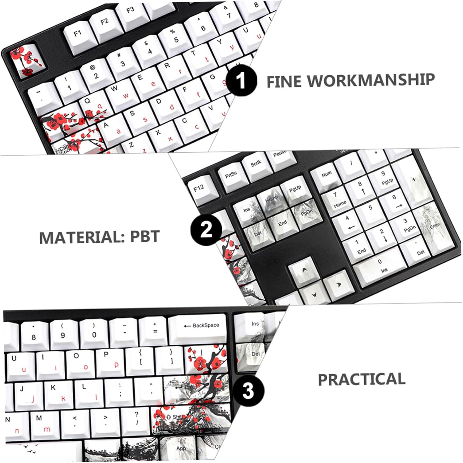 Gadpiparty 128Pcs Chic Pattern Keycaps Set for Mechanical Keyboard Computer Keycaps Design for Gaming and Typing