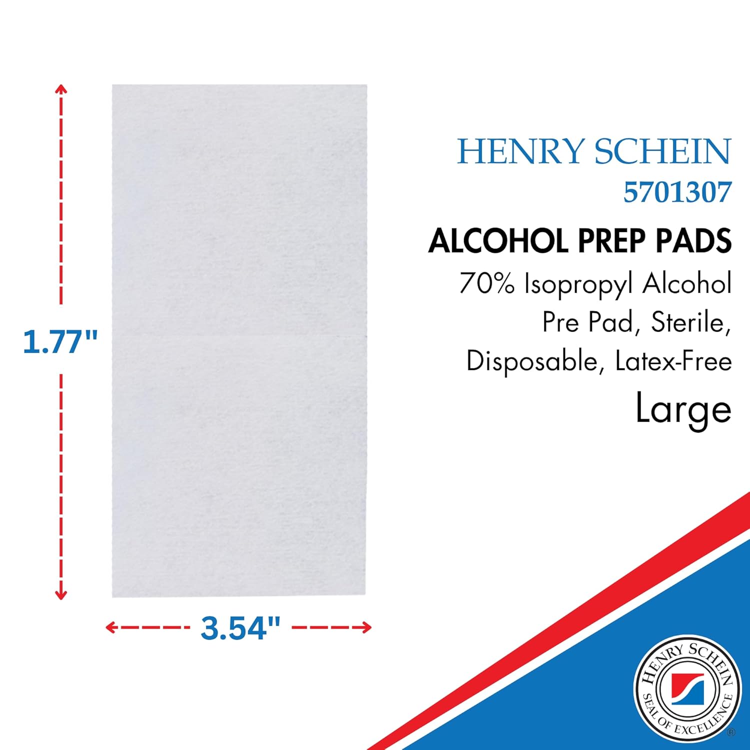 Henry Schein Large Alcohol Prep Pads (10 Boxes, 2,000 Total) – 70% Isopropyl Alcohol Wipes, Individually Wrapped – 2-Ply, Textured – Skin Prep Alcohol Swabs – Sterile Pads