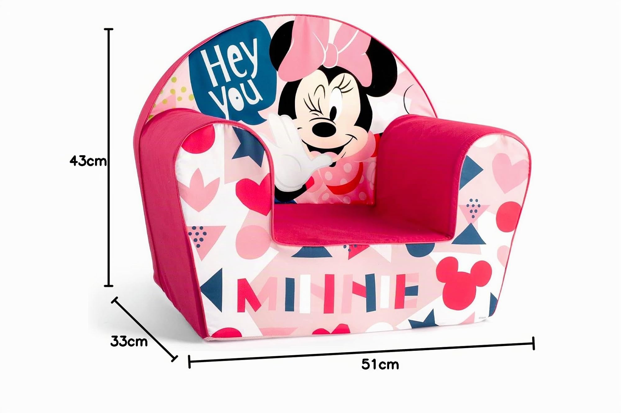 Lulabi Minnie Icon Sessel Bimbe, rosa, dekoriert, aus Baumwolle und Schaum, Maße 51 x 33 x 43 cm