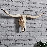 Marimor Dekorative Wandmontage Schädel, Skulptur Büffel Design, Beige Kunstharz, Kunstskulptur...