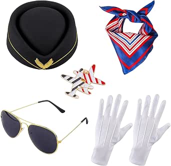 5-Piece Flight Attendant Costume Accessory Set