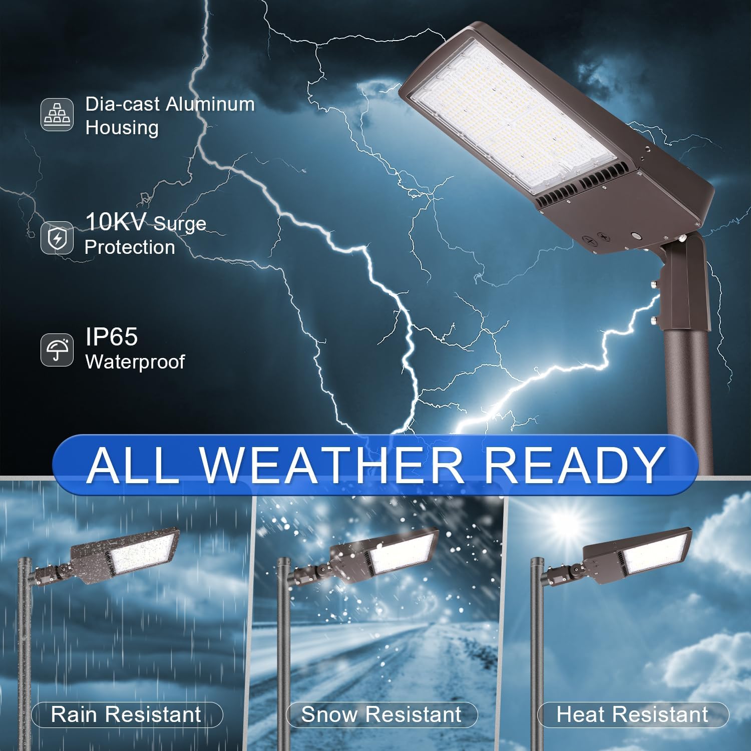150W LED Parking Lot Light, 5700K 21000LM [Eqv. 500W HPS] LED Shoebox Light with Slip Fitter Mount, Dimmable Outdoor Area Street Lighting, IP65 20KV Surge Protection, AC100-277V UL Listed