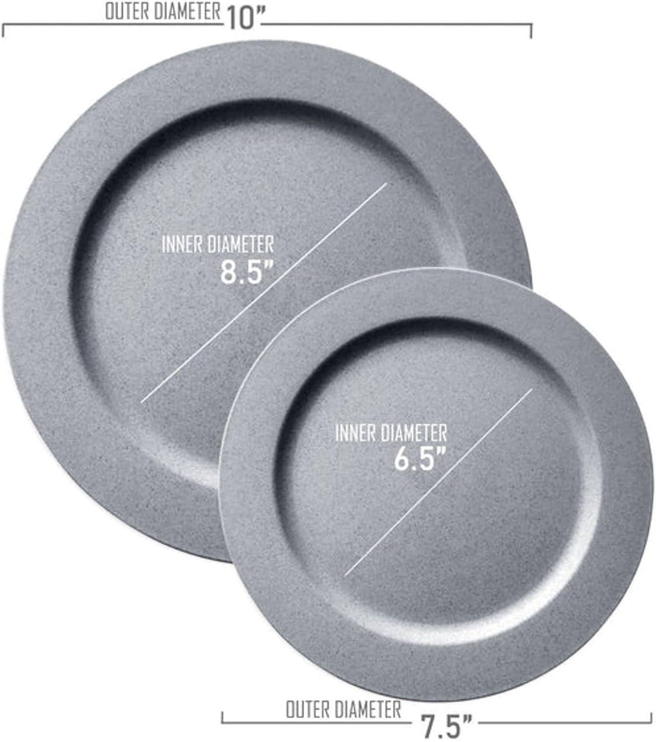 Disposable Plastic Plates, Heavy Duty Matte Round Design Dinnerware, 120 pcs Bulk Order Party Supplies For Wedding, Birthday & All Occasions (120 pcs 10" Dinner Plates, Steel Gray)