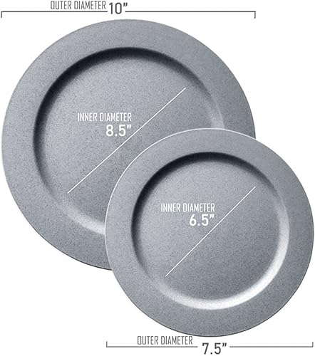 Miniatura 4 de Platos de plástico desechables, vajilla de diseño redondo mate resistente, 120 piezas de suministros de fiesta a granel para bodas, cumpleaños y