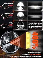 Vista 4 de UNI-SHINE Faro LED redondo de 5 3/4'' 5.75 pulgadas, 4 piezas, reflector de haz alto/bajo con DRL, haz sellado H5001 H5006 compatible con Peterbilt