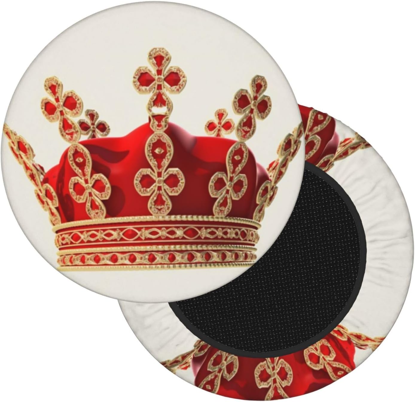 Bar Stool Cover Round Elastic Stool Cushion Covers Red Crown Bar Chair Cover Washable Stool Cushion Slipcover Stretch Stool Seat Covers for 12-14 Inch Chair
