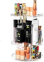 Newaner Makeup Organizer, 360 Degree Rotating Cosmetic Organizer, Multifunctional Makeup Storage Box with Compartment, for Vanity Bathroom Bedroom, Transparent Dresser