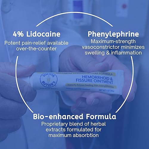 Miniatura 4 de Doctor Butlers Ungüento para hemorroides y fisuras - Tratamiento para hemorroides con lidocaína aloe vera aminoácidos aceites esenciales crema para