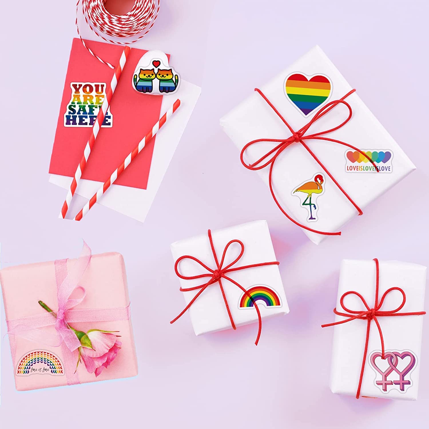 MOGADEE® Pride Sticker, LGBTQ Sticker Set di 53 adesivi per bicicletta Pride, adesivi in vinile impermeabili, per auto, moto, biciclette, snowboard, bagagli, laptop