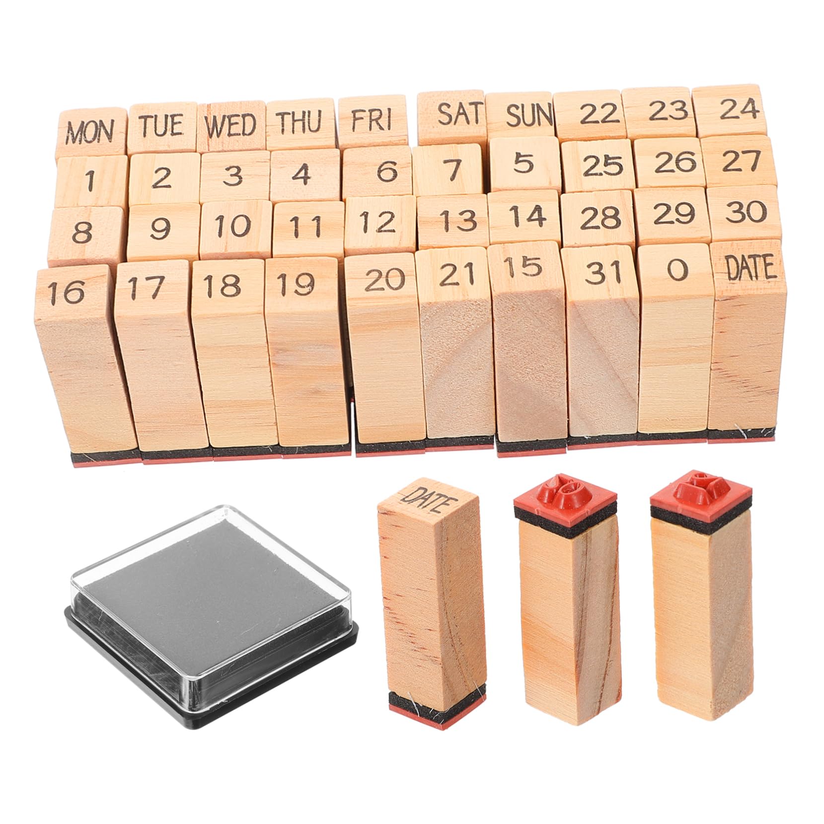 HOMSFOU 5 Sätze Handbuchsiegel -Set Basteln Klarsichtstempel für die Kartenherstellung Name Woche fällig Brief Holzmarken Sammelalbumstempel Zubehör für Sammelalben hölzern