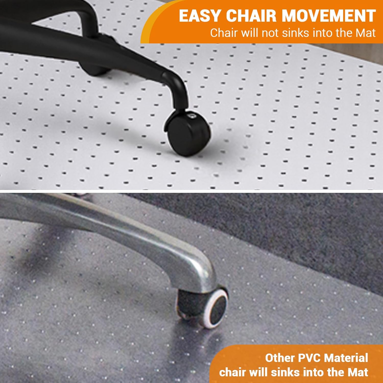GarveeHome Office Chair Mat for Carpet Floors, Computer Desk Chair Mat Strong Slip Resistant Under Desk Floor Protector Stay in Place Plastic Computer Mats for Rolling Work and Gaming Chairs