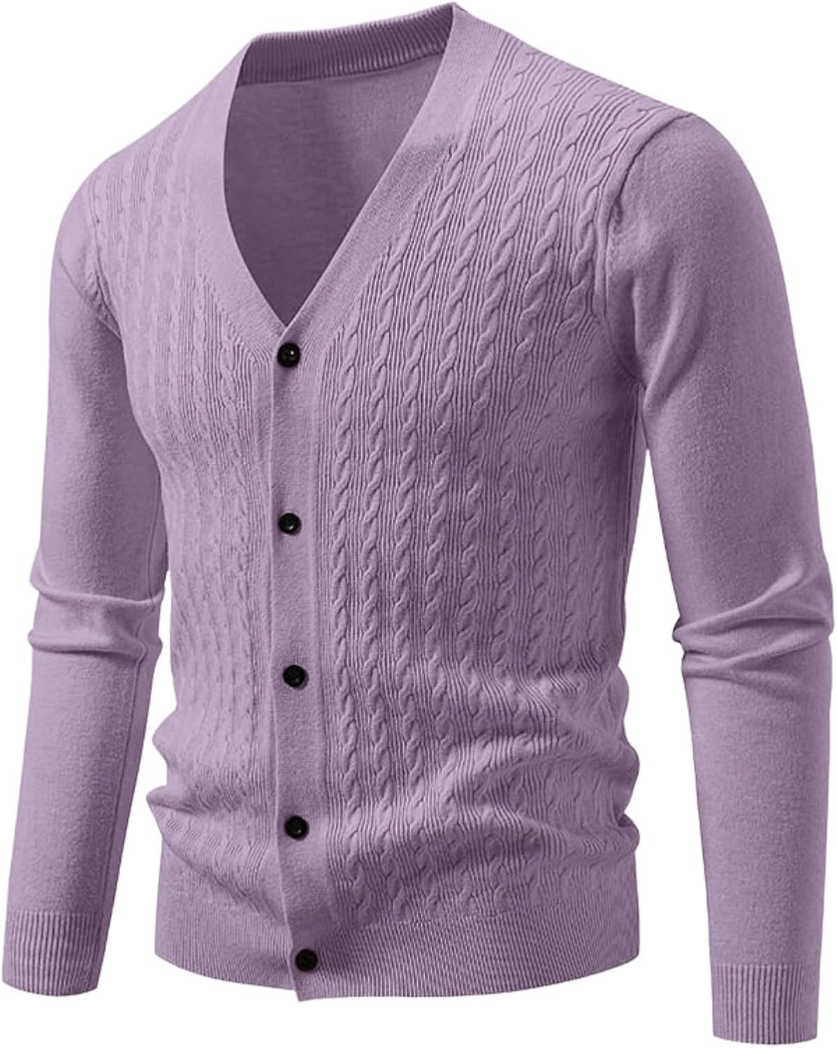Men's V Neck Single Breasted Knitted Sweater Casual Cardigan