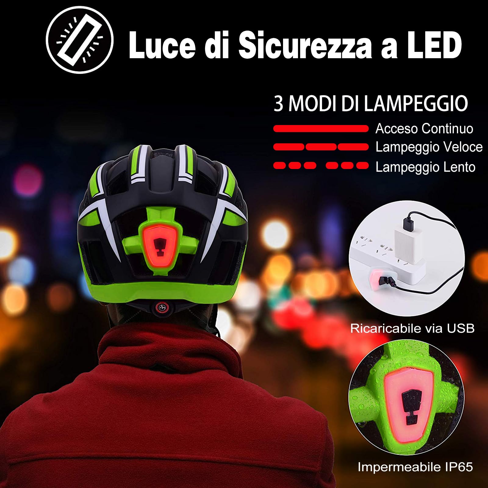 Shinmax Casco Bici con Luce di Sicurezza Uomo Donne Mountain,Certificato CE Sicurezza Casco