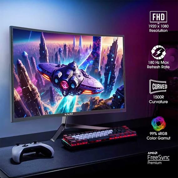 Kado 2-Pack 24 180Hz 1ms Curved 1500R 1920x1080 Gaming Computer Monitor