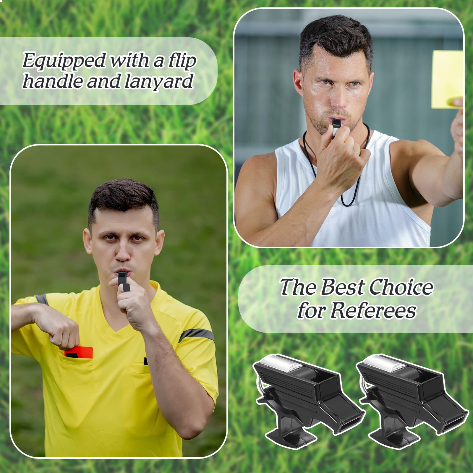 Relaxweex 2 Sets Finger Grip Referee Whistle Soccer Coach Whistles with Fingers Flip Grip Football Hockey Hand Whistle Metallic Loud Sports Whistle with Rubber Sleeve for Coaches Polices - Image 5