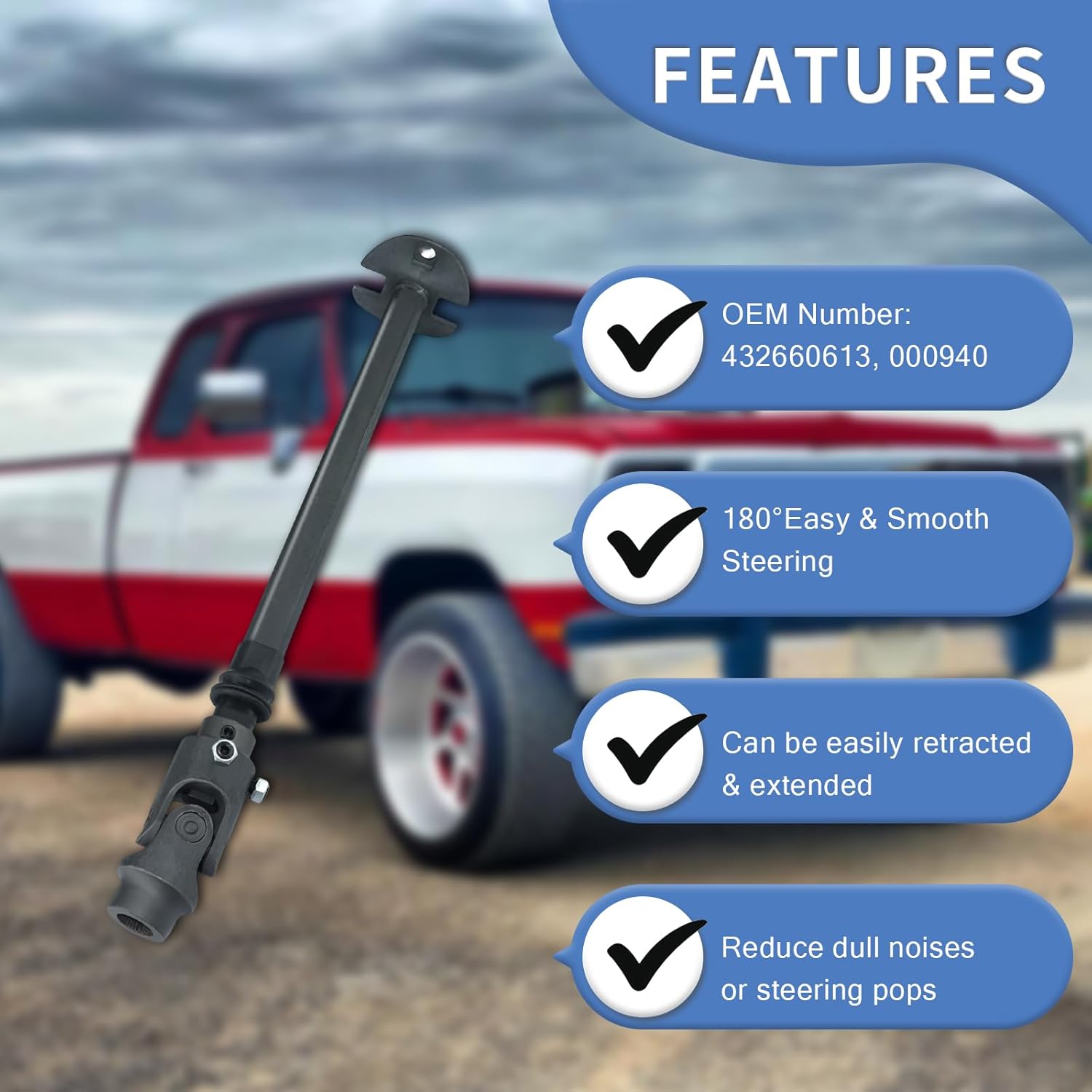 Lower Steering Shaft Steering Column Compatible with 1979-1993 Dodge D100 D150 D200 D250 W100 W150 W200 W250 W300 W350 Truck 1979-1981 Plymouth Trailduster Pickup Truck 432660613 000940