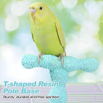 Parrot Perch, 2 PCS Bird Beak Grinding Stone with 1 Piece Calcium Stone Hanging Chew Toy Anti-Slip Nail Trimming Stick for Parrot Budgie Cockatiel