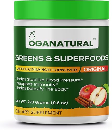 Oganatural Verdes y superalimentos mezcla de batidos en polvo Super Greens para aumentar la energía con espirulina orgánica, clorella para la salud