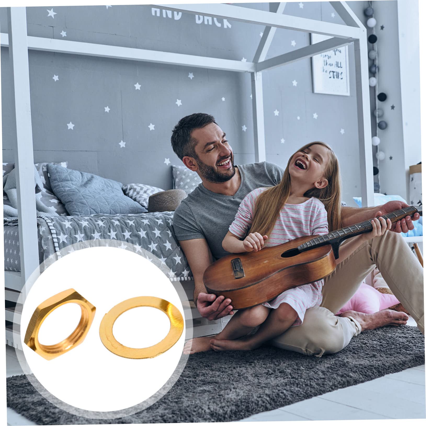 VICASKY Metal Guitar Mono Endpin Output Jack Socket Nut Pads Replacement Electric Guitar Parts