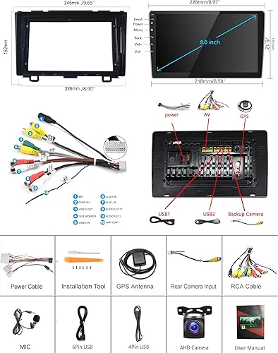 Miniatura 8 de Estéreo de coche Android para Honda CRV 2007-2011 con Carplay inalámbricoAndroid Auto con navegación GPS WiFi, pantalla táctil de 9 pulgadas,