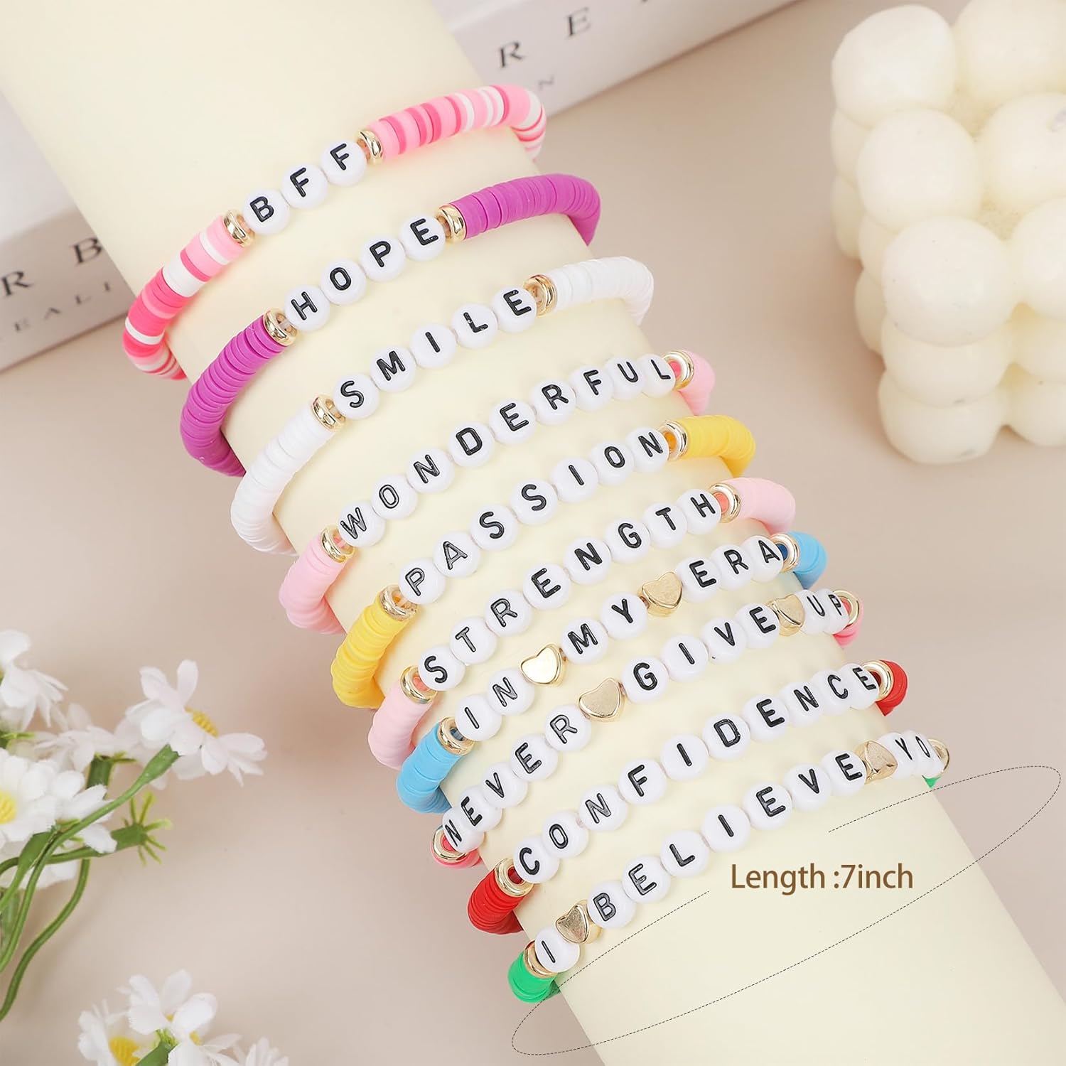 10pcs Friendship Bracelets Heishi Surfer Stretch Stackable Preppy Clay Bead Braclet for Women - Image 4