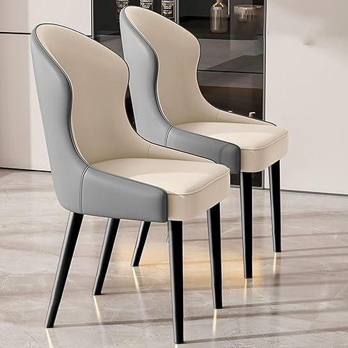 Miniatura 31 de JKGHK Dining Chairs Set of 2, Leather Living Room Chair, Upholstered Kitchen Chairs with Backrest, Armless Side Chair with Metal Leg, for Kitchen,