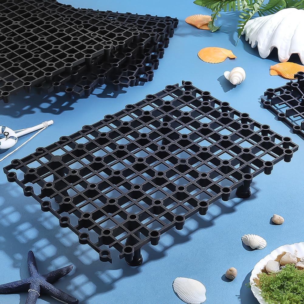 PH PandaHall Set di 12 divisori per acquario, divisori per acquario, fondo in plastica PP nera, divisori inferiori per acquario, pannelli isolanti per acquario, decorazione per allevamento di pesci