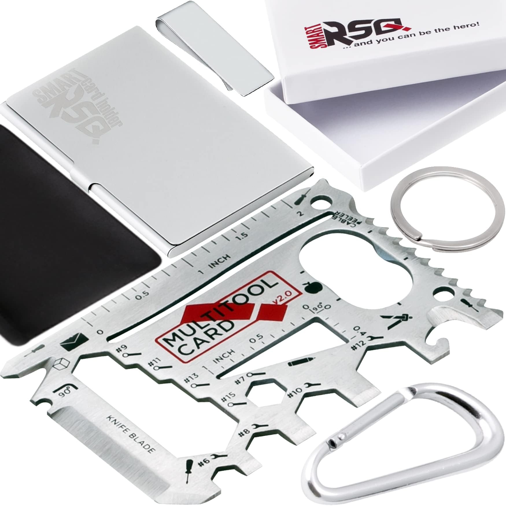37-in-1 Wallet Tool Card Silver Set Men's Gifts for Dad. Wallet Multi Tool Card Men Gifts for Birthday. EDC Multi Tool Credit Card Size Dad Tool Gift. Stocking Stuffers Cool Tool Gifts for Men