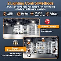 Vista 2 de DEMILAR - Luces inteligentes para tienda de 150 W, sensor de micware, 18000 lúmenes, luz LED UFO de alta bahía con control remoto multifunción, 10%