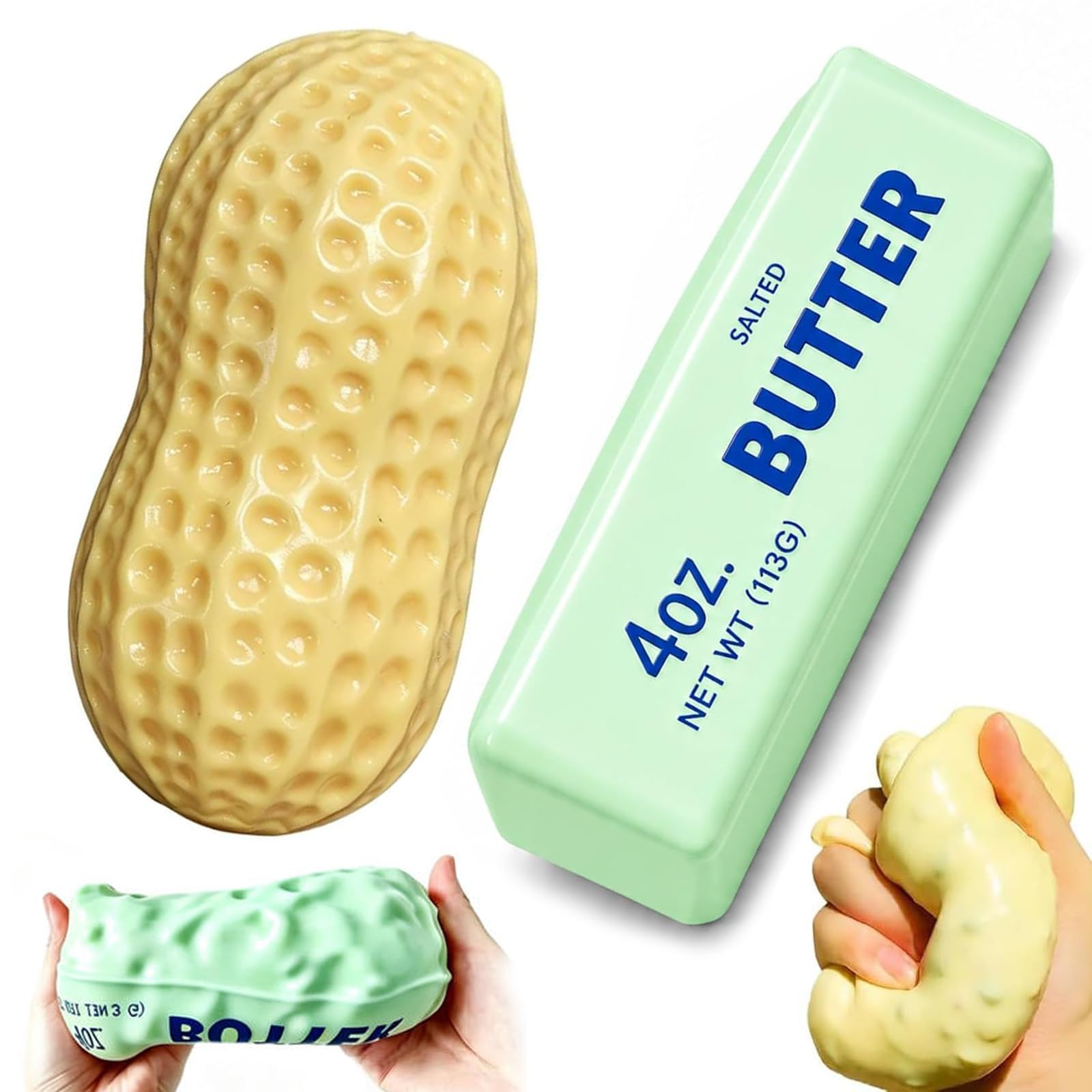 Crunchy Butter Peanut Squishy ASMR Bead-Filled, Slow-Rising for Adults