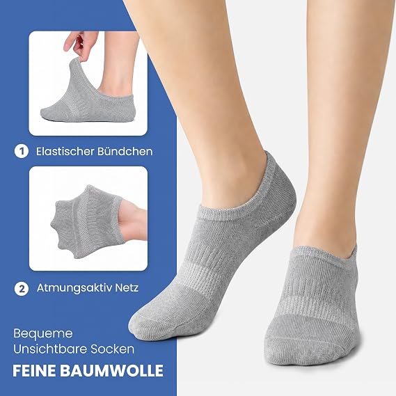 Falechay 10 Pairs of Trainer Socks Women's / Men's No Show Invisible Socks Trainer Socks