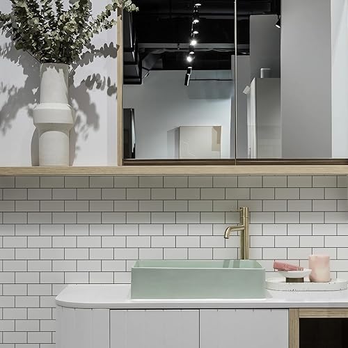 Vista 152 de STICKGOO 10 hojas de azulejos de metro para despegar y pegar, azulejos de pared para salpicaduras de cocina, azulejos de pared de PVC para Pizarra