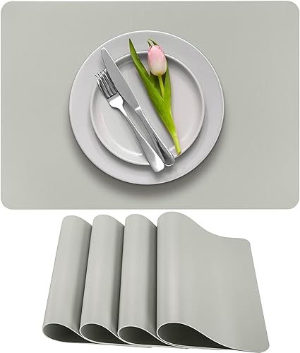 More Décor - Manteles individuales de piel sintética para comedor y mesa de cocina, resistentes a las manchas y al calor, antideslizantes, lavables